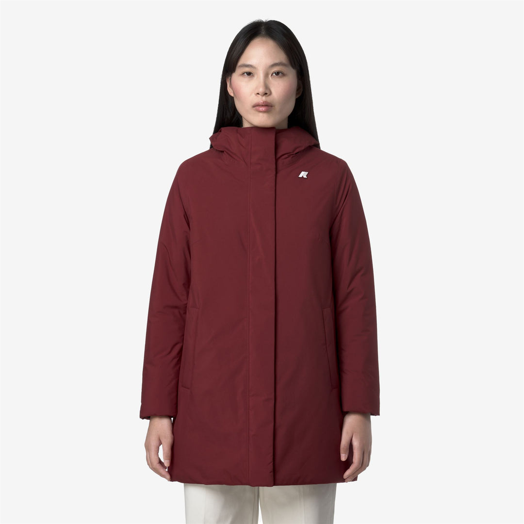Chaqueta aislante roja de longitud media para mujer con ajuste ajustable main