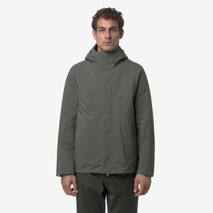 Green and Black Men's Short Winter Jacket with Padding 4