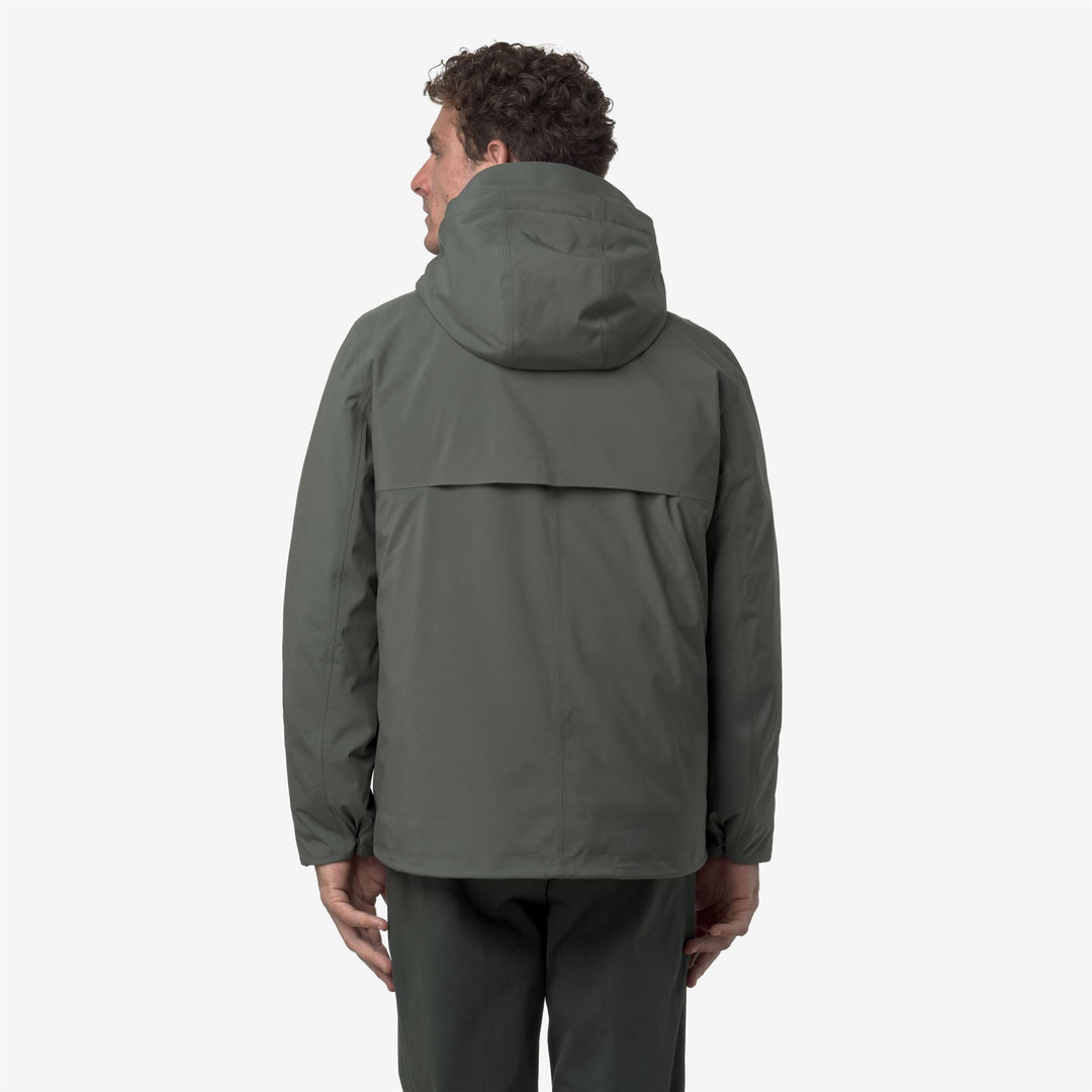 Green and Black Men's Short Winter Jacket with Padding main