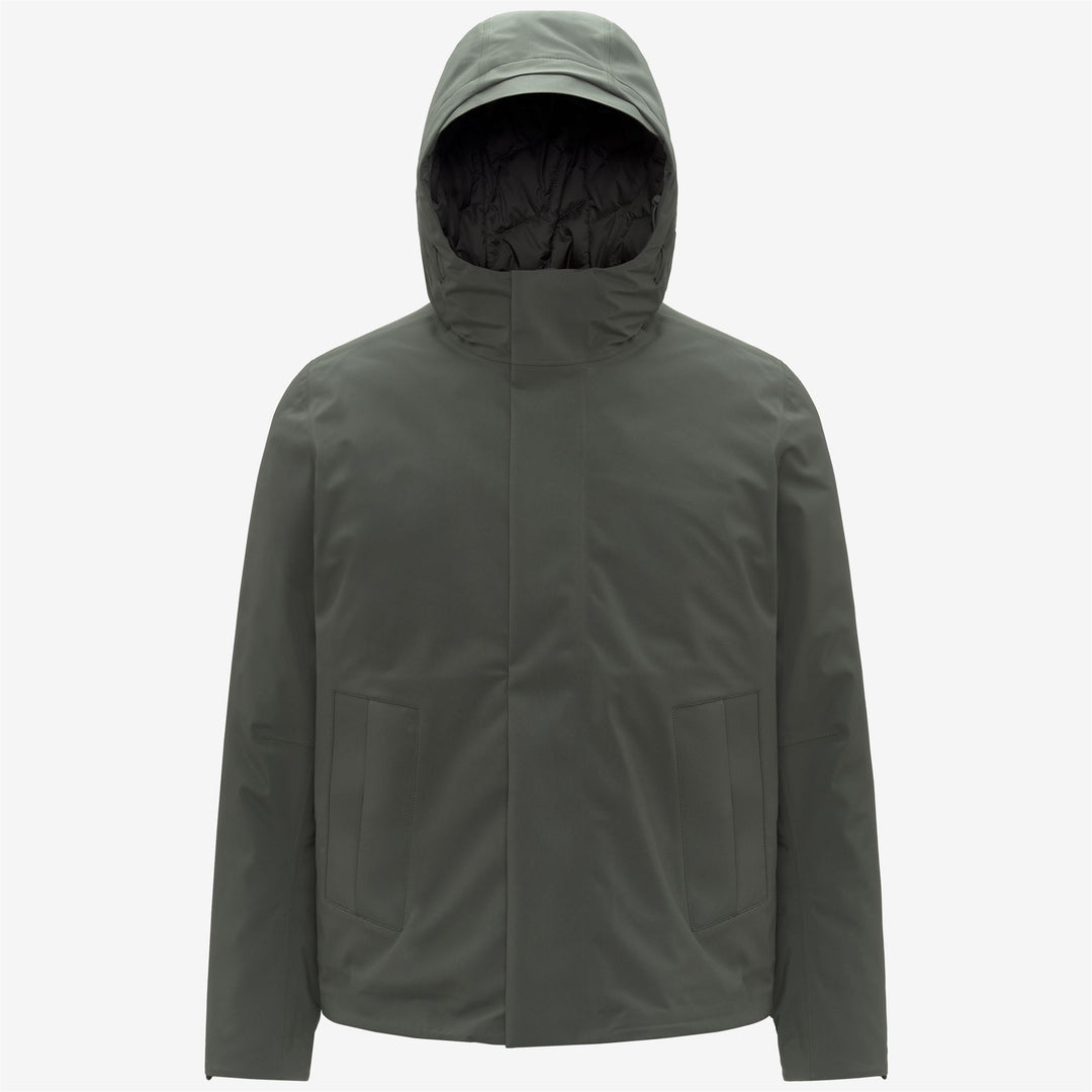 Green and Black Men's Short Winter Jacket with Padding 01