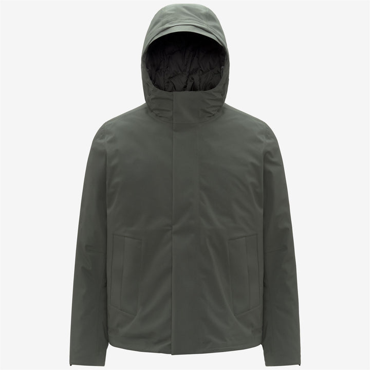 Green and Black Men's Short Winter Jacket with Padding 1