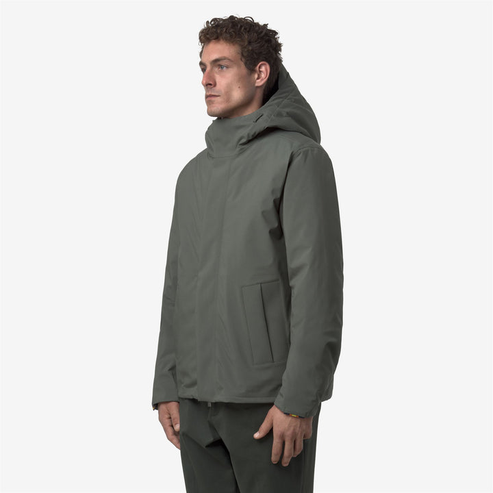 Green and Black Men's Short Winter Jacket with Padding 5