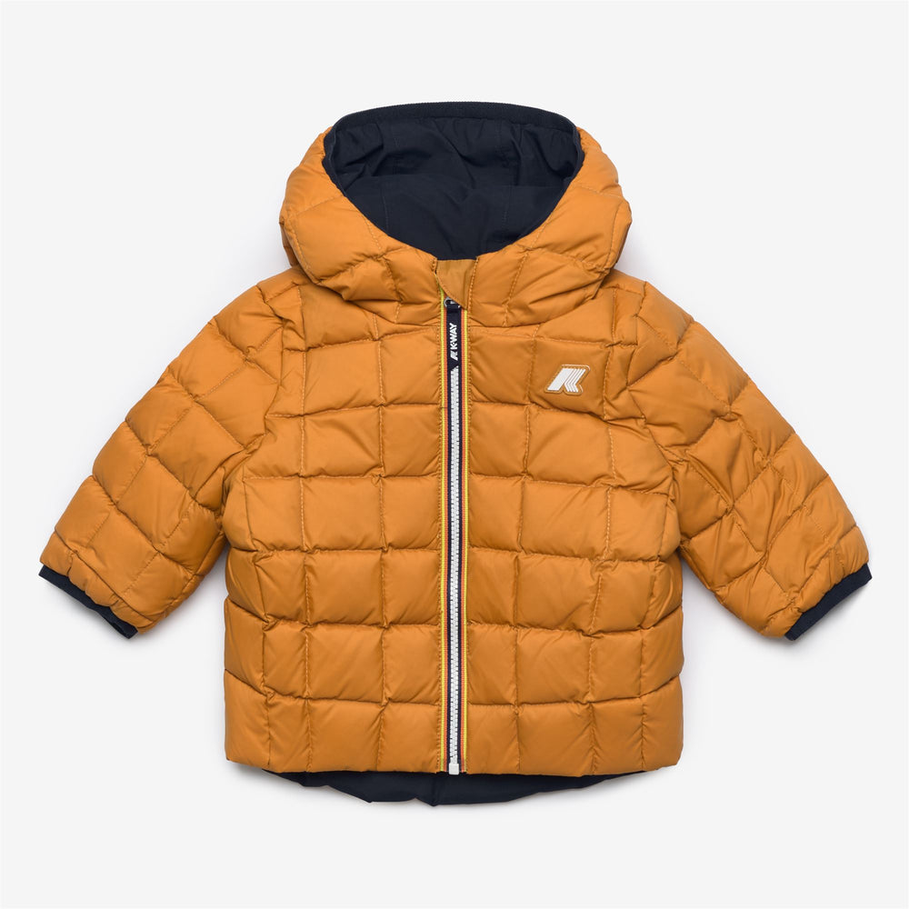 Blue Yellow Kids Reversible Winter Jacket with Down Insulation 02