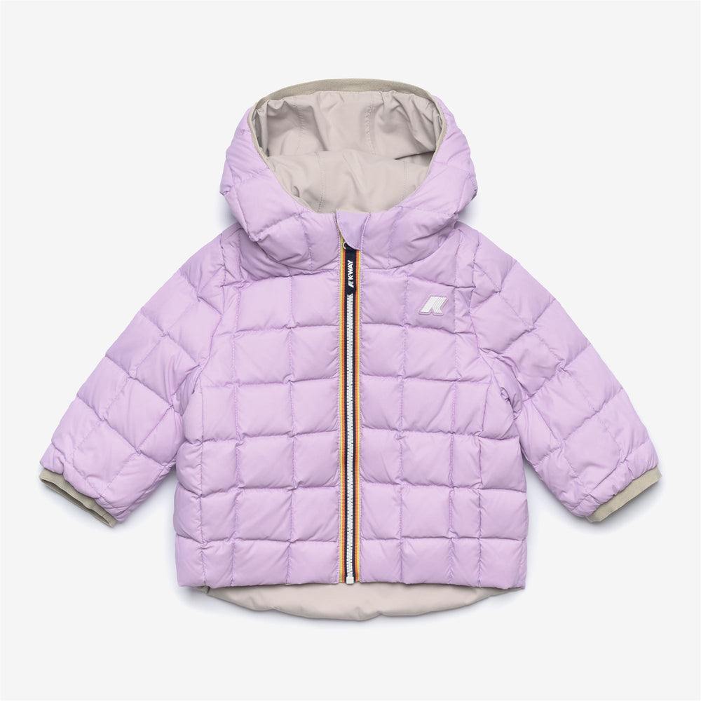 Beige brown Kids Reversible Cold Weather Jacket with Down Insulation 02