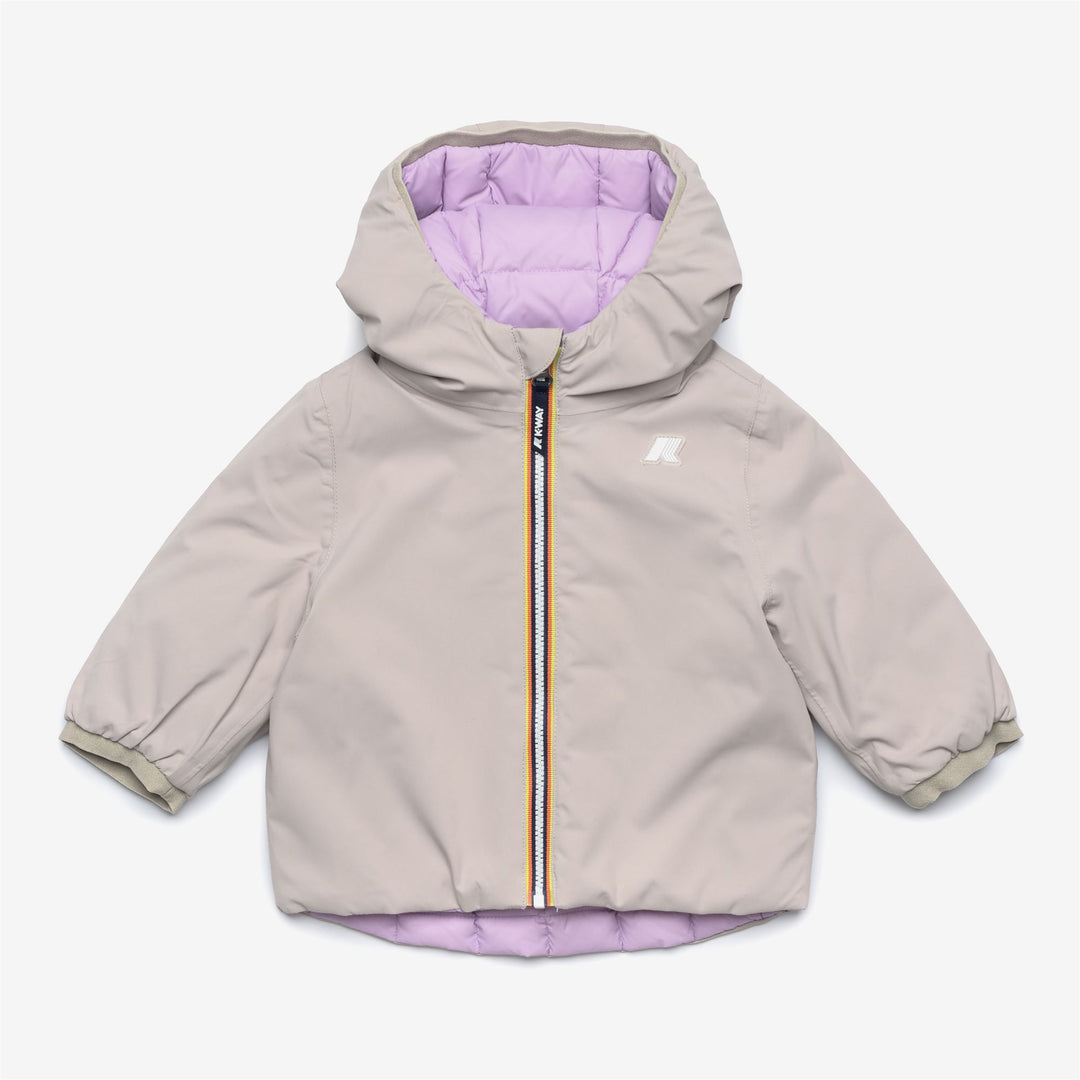 Chaqueta reversible para niños en beige y marrón con aislamiento de plumas 01