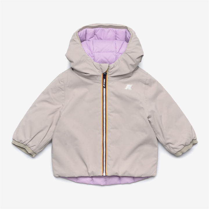Chaqueta reversible para niños en beige y marrón con aislamiento de plumas 1