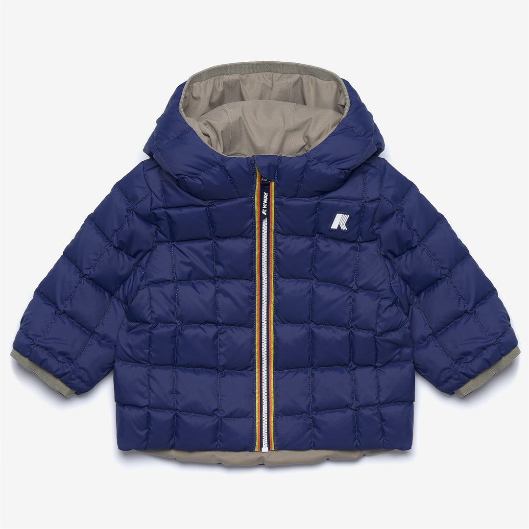 Giacca termica corta reversibile unisex verde e blu per bambini main