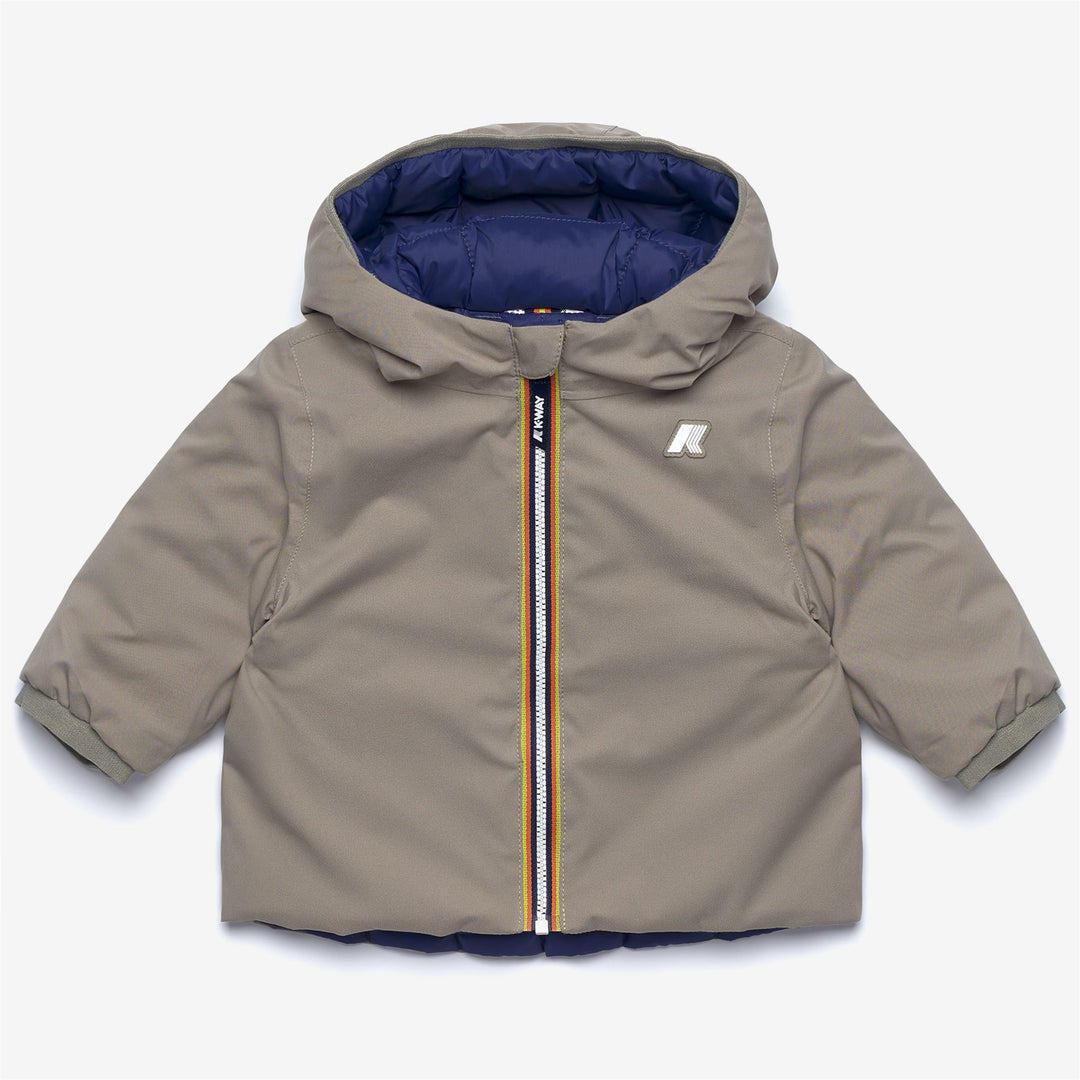 Giacca termica corta reversibile unisex verde e blu per bambini 01