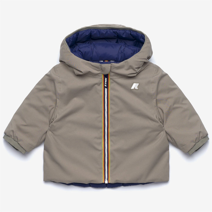 Giacca termica corta reversibile unisex verde e blu per bambini 1