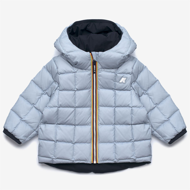 Blue unisex Kids Reversible Insulated Short Winter Jacket 3