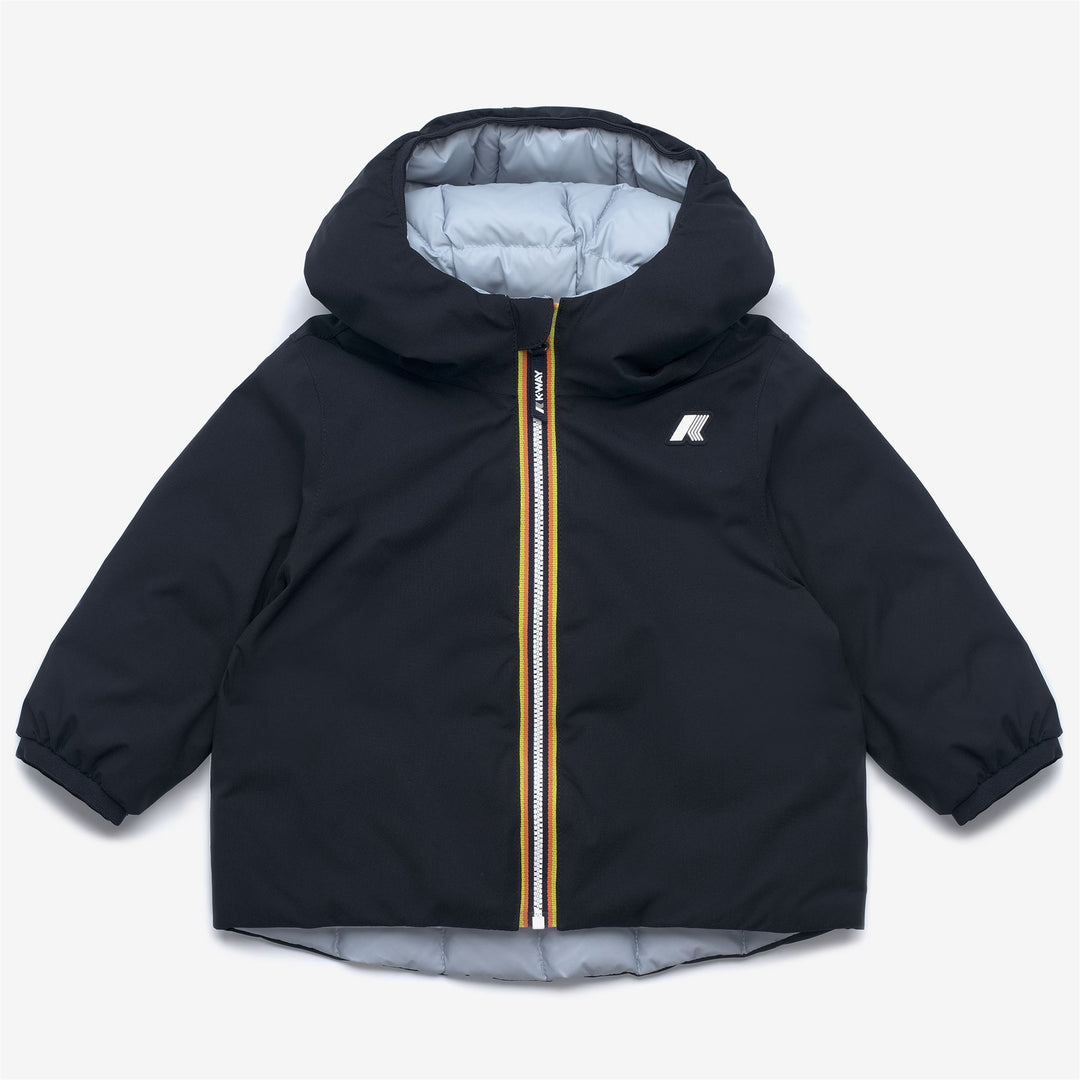 Blue unisex Kids Reversible Insulated Short Winter Jacket 01