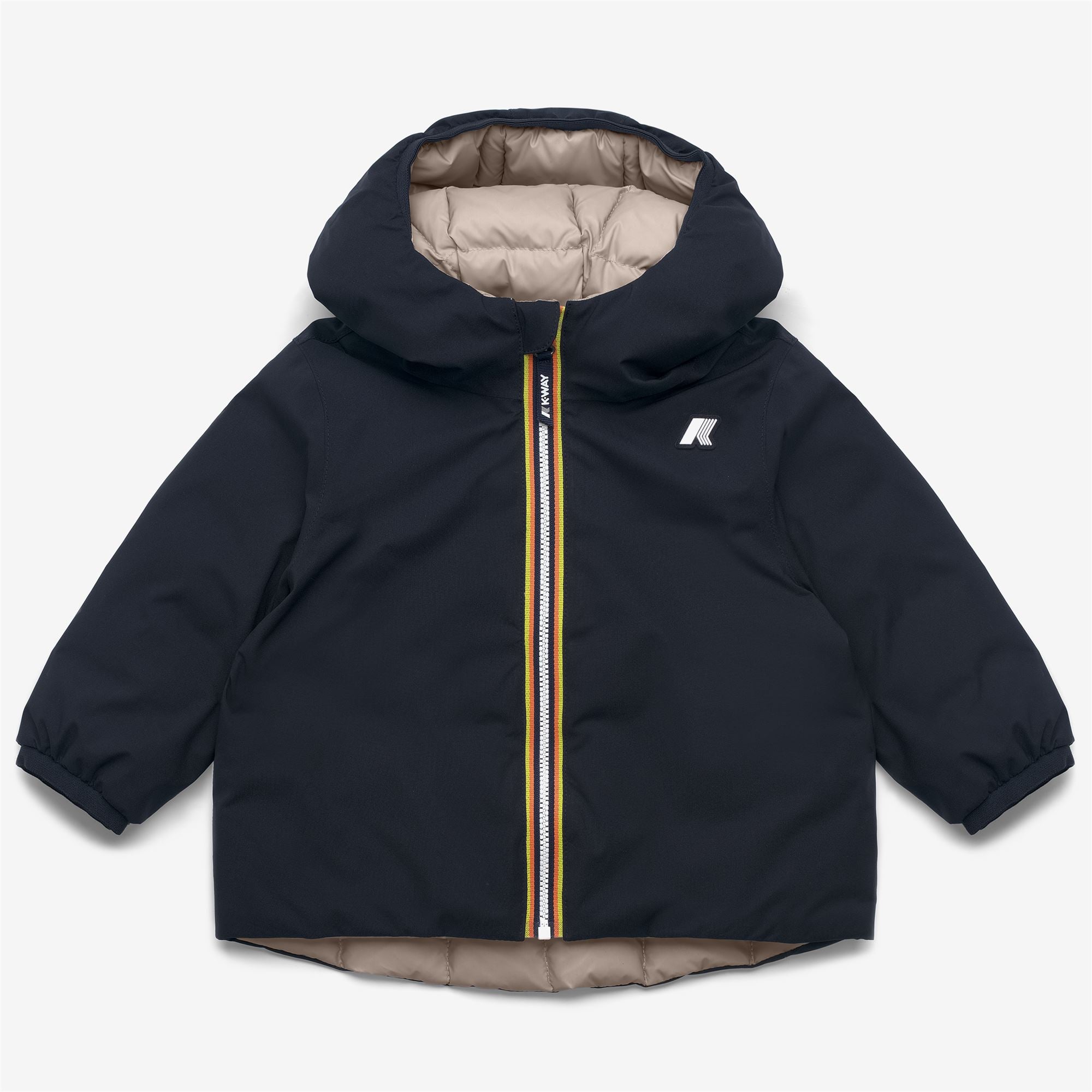 Jackets_KID UNISEX_E. JACK ST THERMO DOUBLE_Short_Blue Depth - Beige Cashmere - Commercial 1