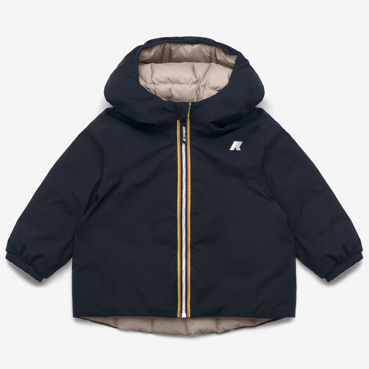 Jackets_KID UNISEX_E. JACK ST THERMO DOUBLE_Short_Blue Depth - Beige Cashmere - Commercial 1