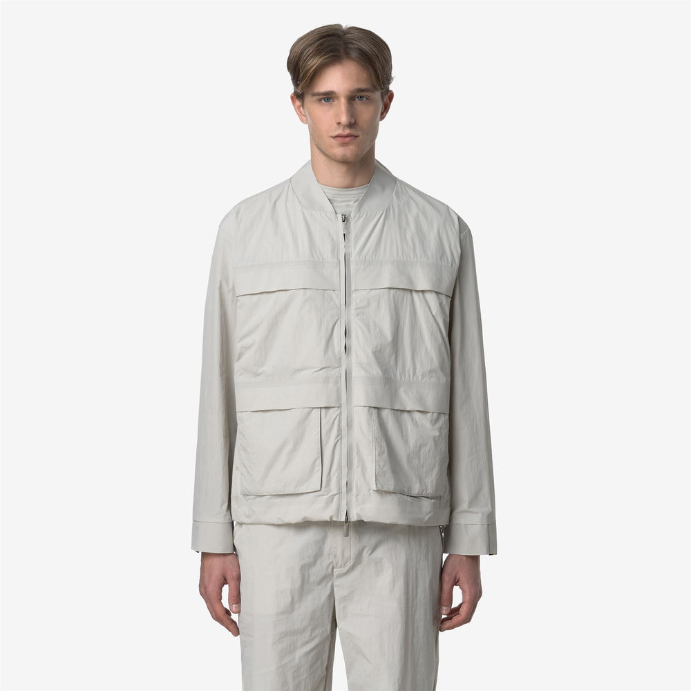 Beige Grey Men's Short Jacket for Spring Weather 02