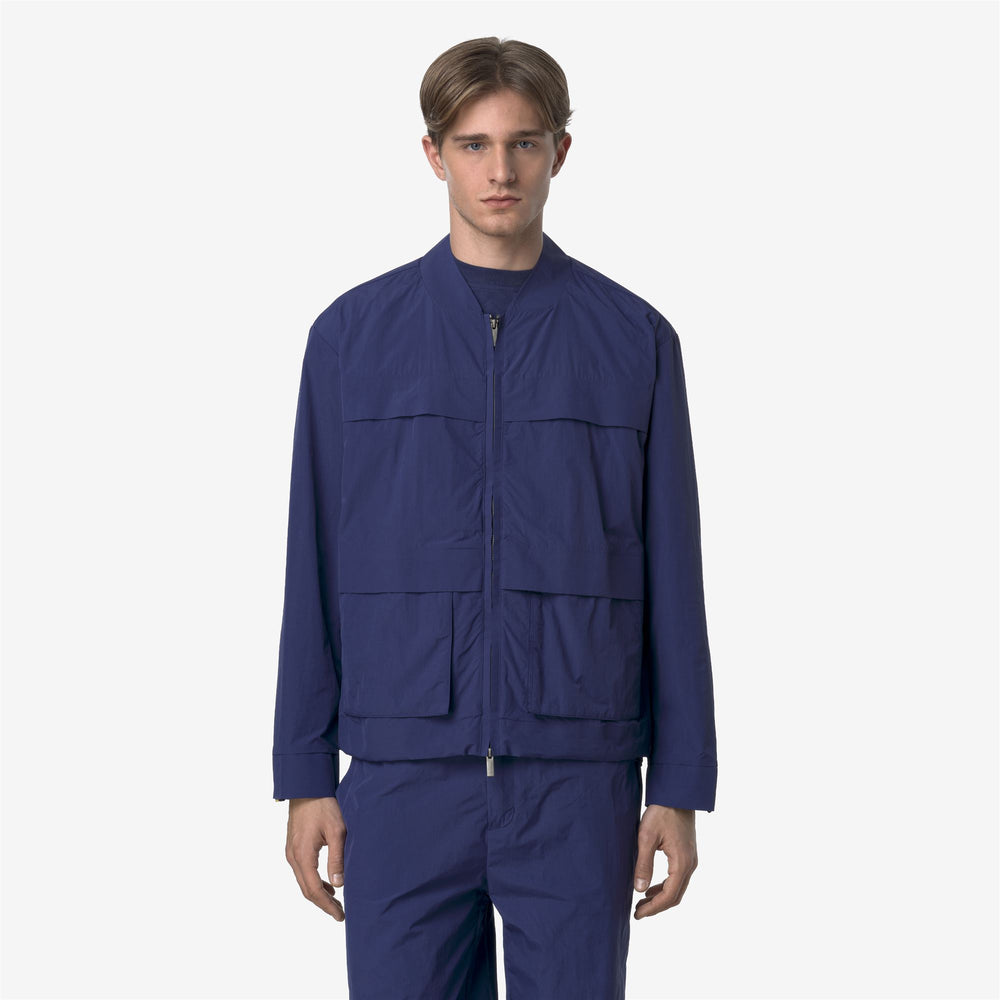 Cobalt blue Men's Short Jacket for Spring Weather with Pockets 02
