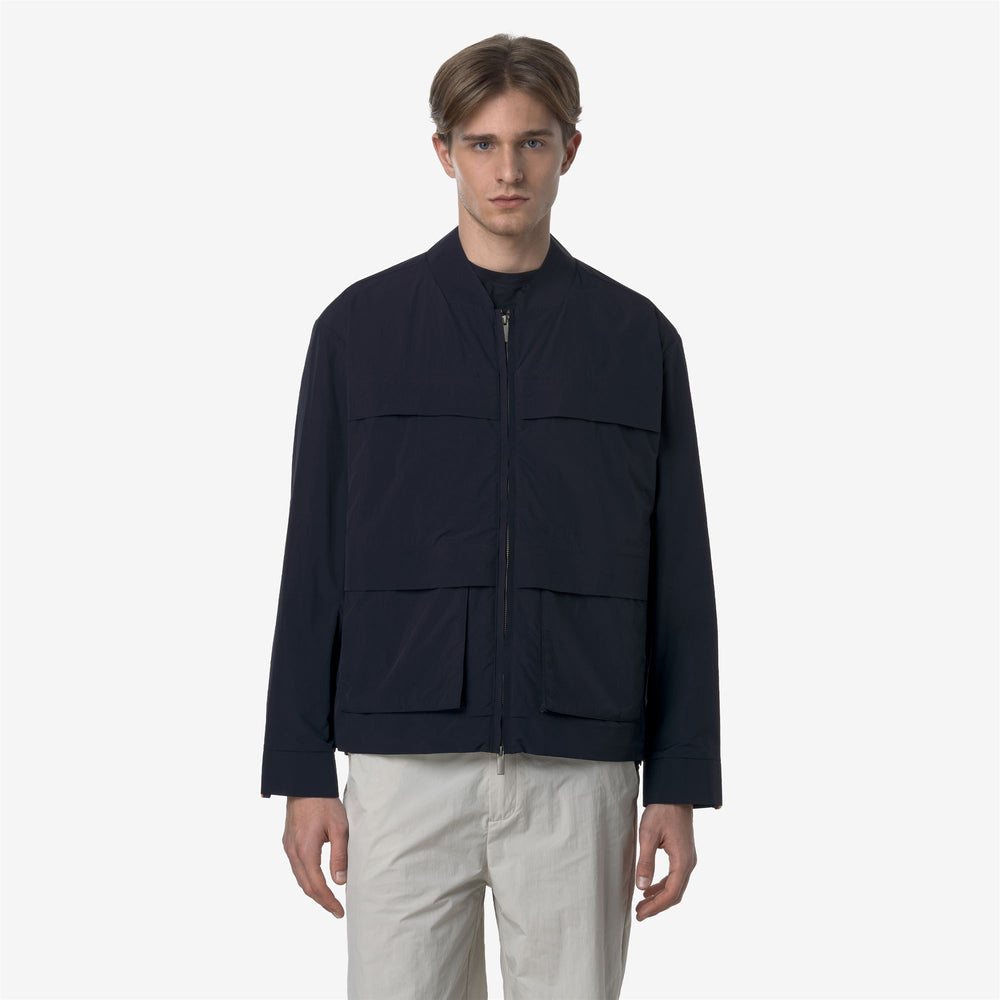 Blue Men's Short Jacket for Spring Weather with Adjustable Hem 02