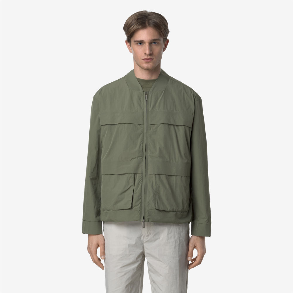 Lichen Green Men's Short Jacket for Spring Weather 02