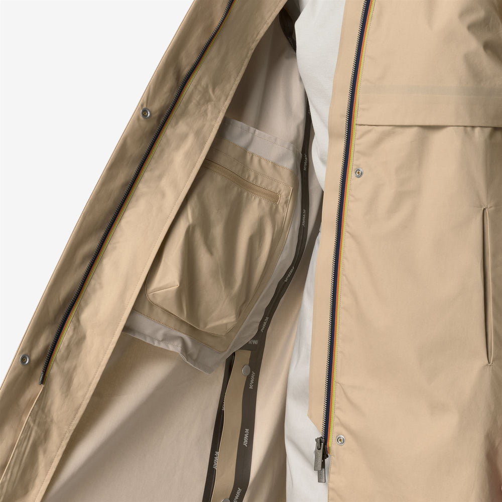 Beige Brown Women's Long Urban Jacket with Technical Details 02