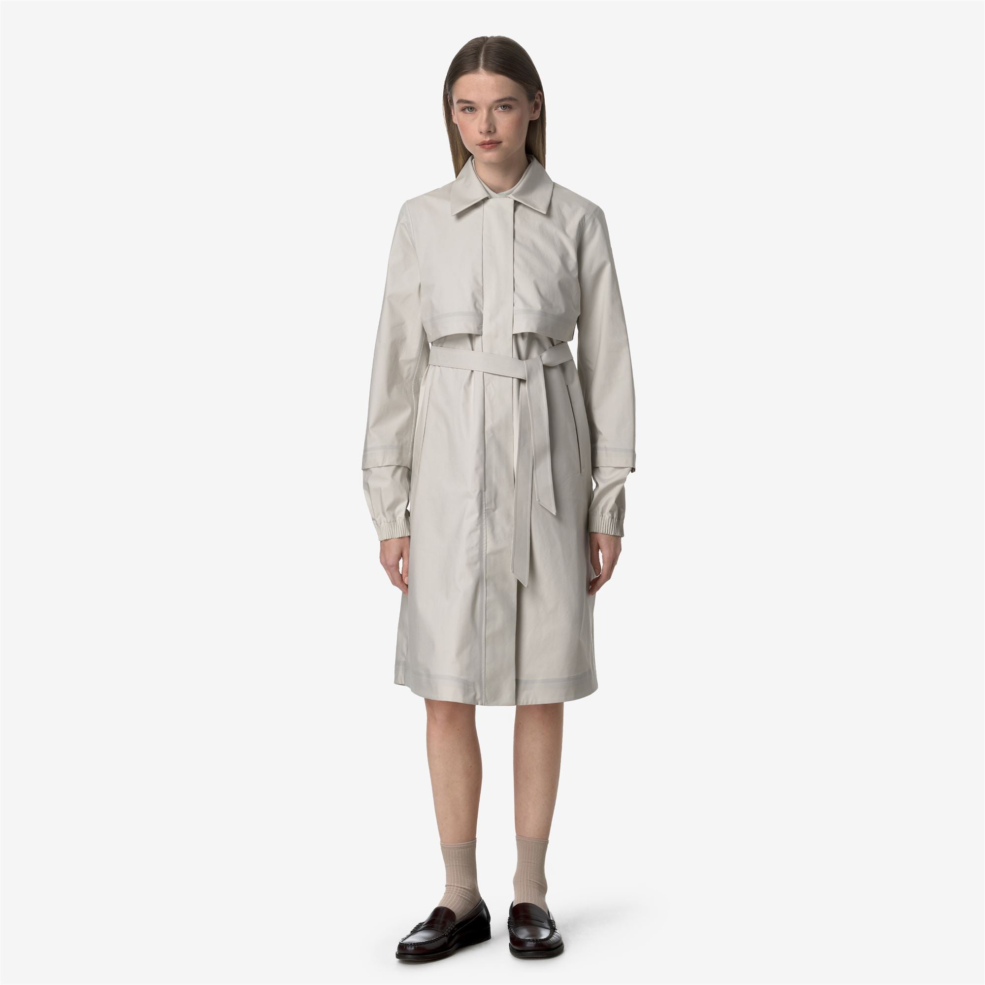 Jackets_WOMAN_JESY 3L POPLIN_Long_BEIGE LT - White - Commercial 4
