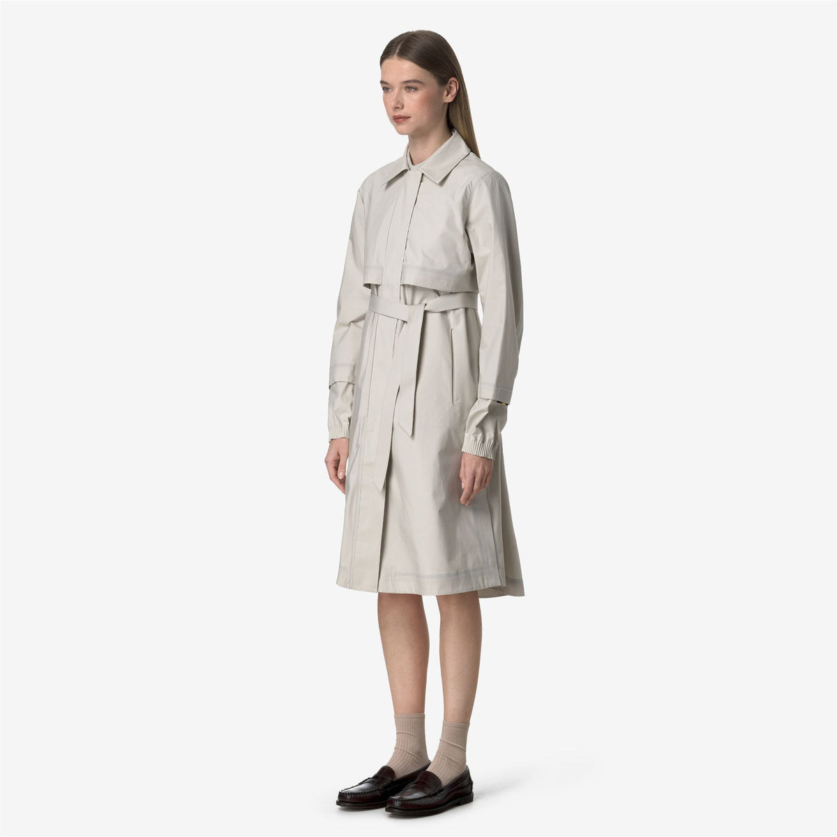 Jackets_WOMAN_JESY 3L POPLIN_Long_BEIGE LT - White - Commercial 5