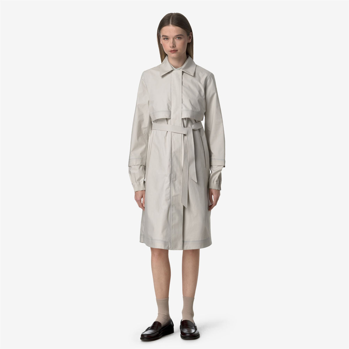 Jackets_WOMAN_JESY 3L POPLIN_Long_BEIGE LT - White - Commercial 4