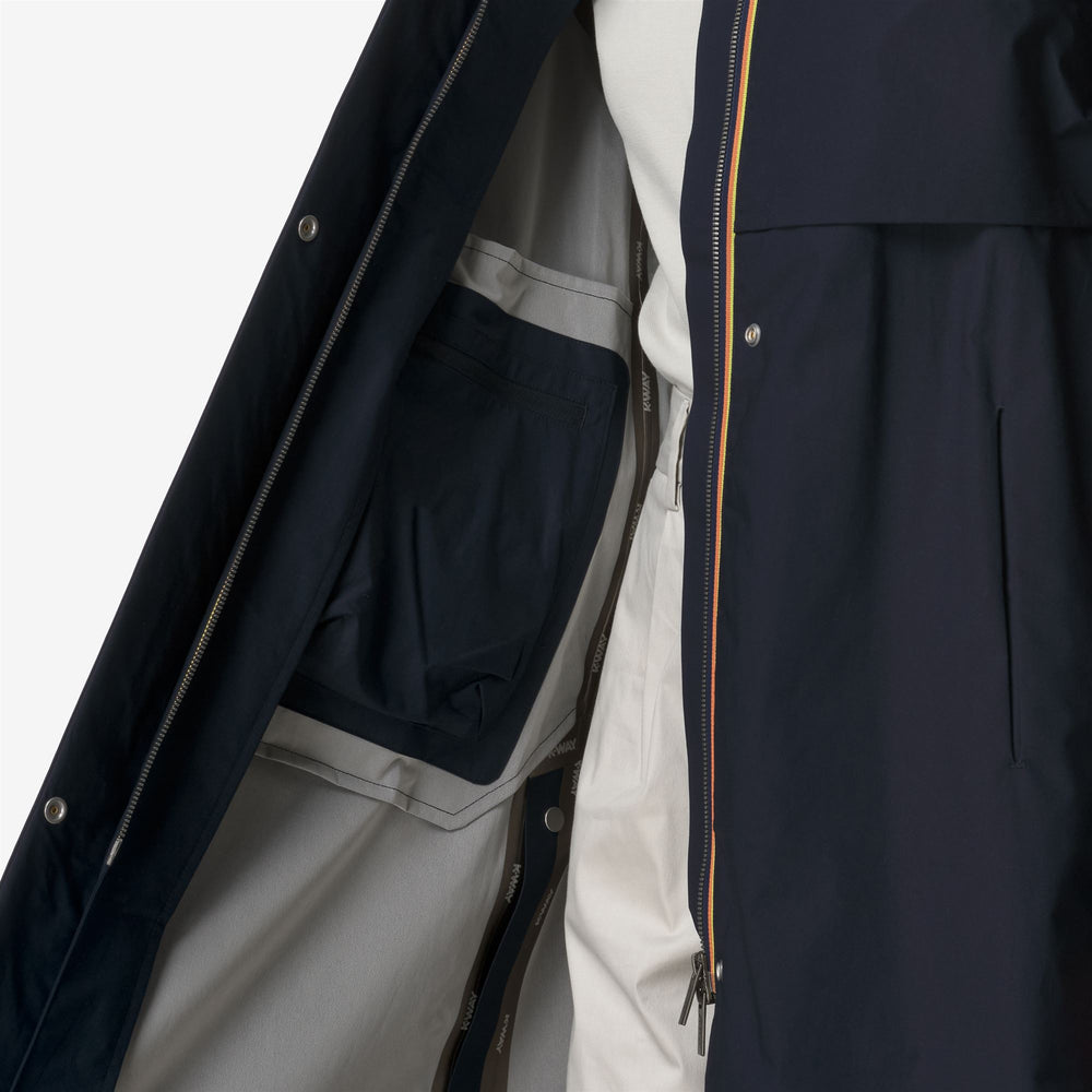 Beige blue Women's Long Urban Jacket with Contrasting Seams 02