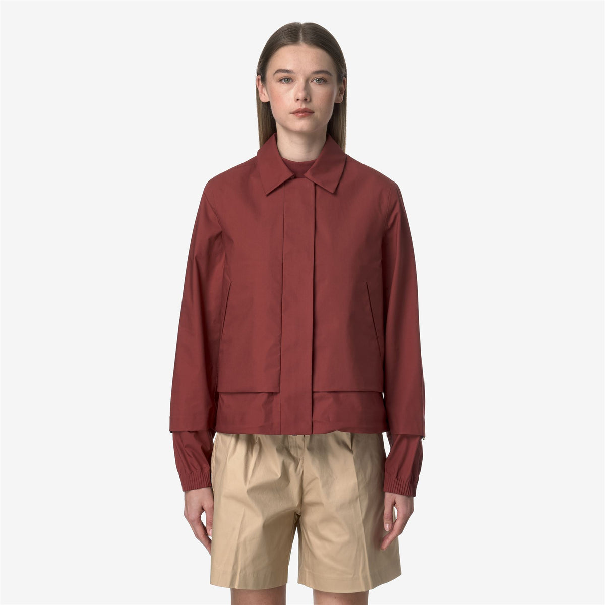 Jackets_WOMAN_ISARTY 3L POPLIN_Short_Red Brownish - BEIGE LT - Commercial 4