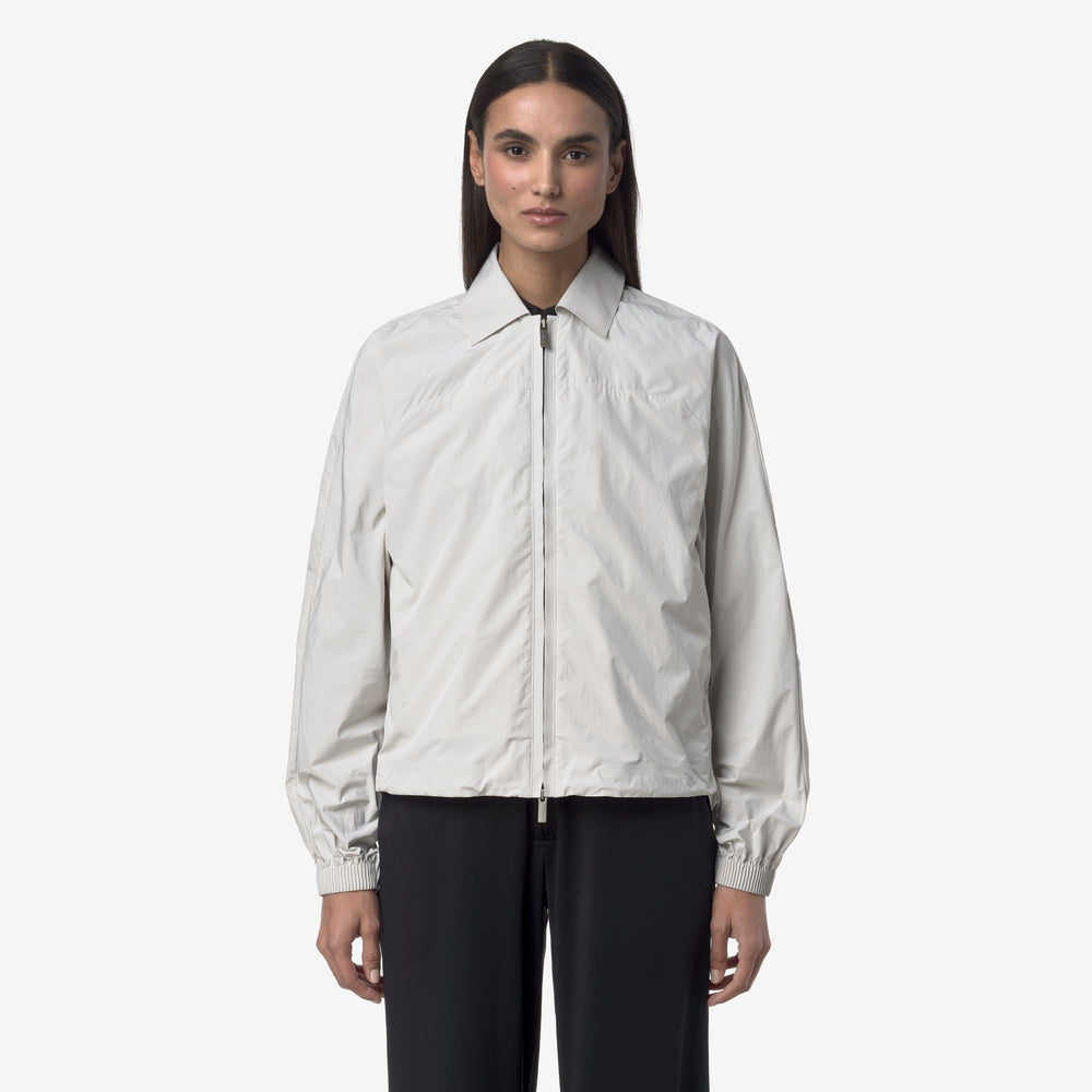 Beige Grey Women's Short Spring Jacket with Adjustable Waist 02