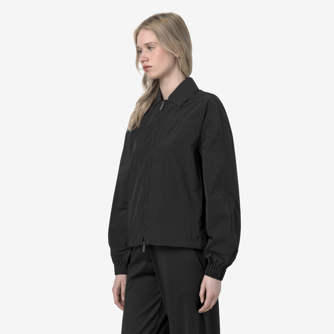 Grey Black Women's Short Waterproof Jacket with Adjustable Waist main