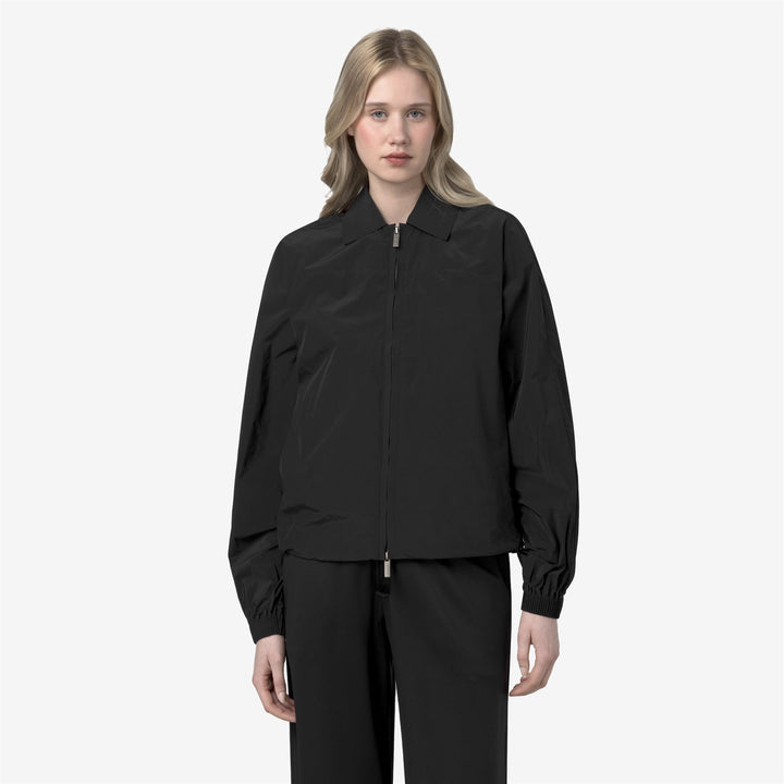 Grey Black Women's Short Waterproof Jacket with Adjustable Waist 1