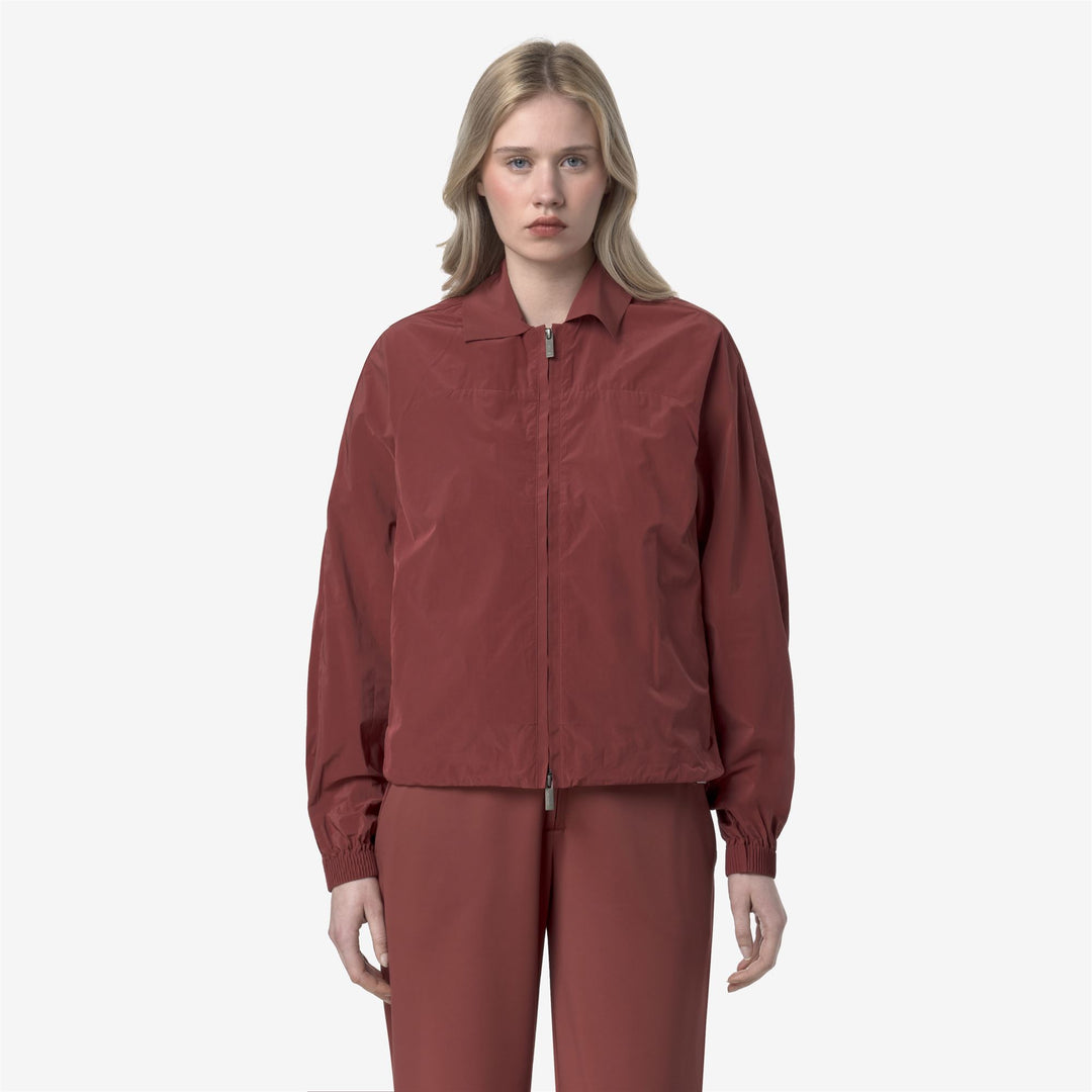 Red Brown Women's Short Jacket for City Wear with Waterproof Fabric 01
