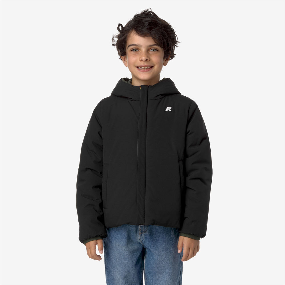 Black Green Boys' Reversible Warm Jacket with Synthetic Padding 02