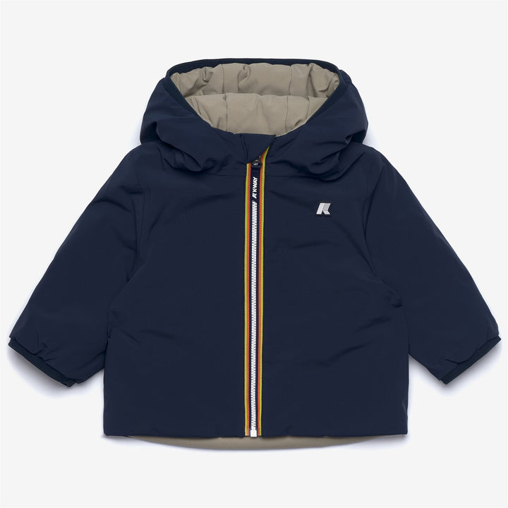 Blue unisex Kids Reversible Warm Jacket with Zipper and Pockets 1