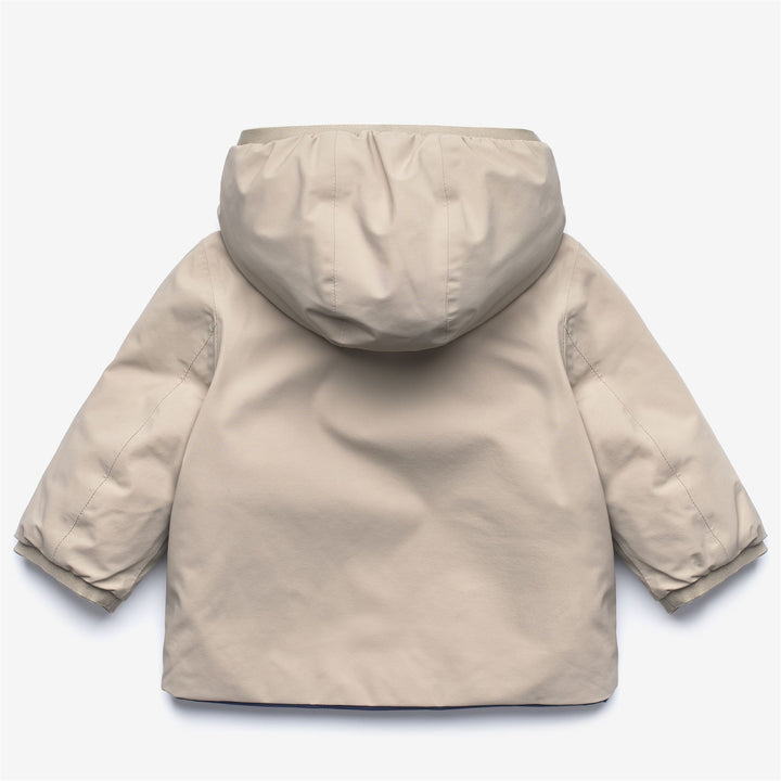 Beige unisex Kid's Reversible Short Jacket with Synthetic Padding 2