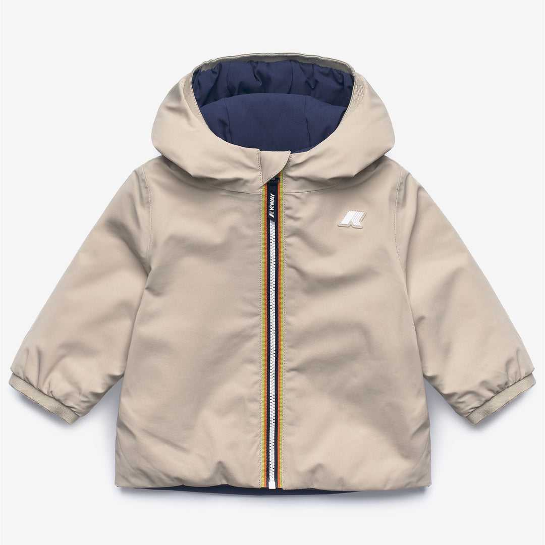 Beige unisex Kid's Reversible Short Jacket with Synthetic Padding 01