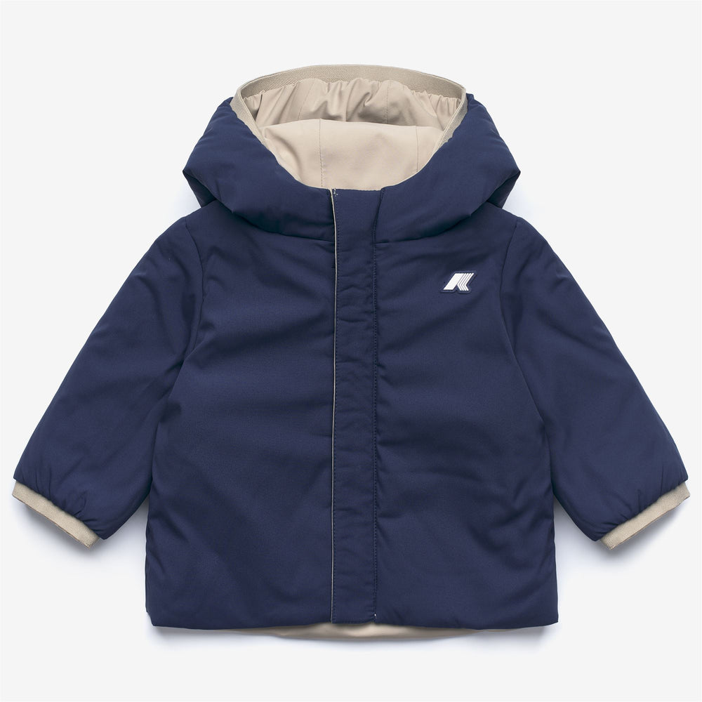 Beige unisex Kid's Reversible Short Jacket with Synthetic Padding 02