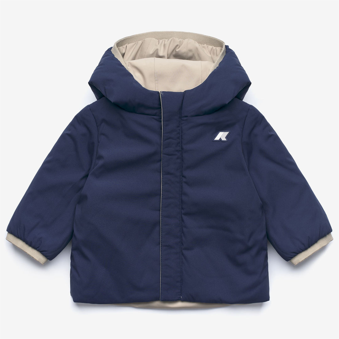 Beige unisex Kid's Reversible Short Jacket with Synthetic Padding main