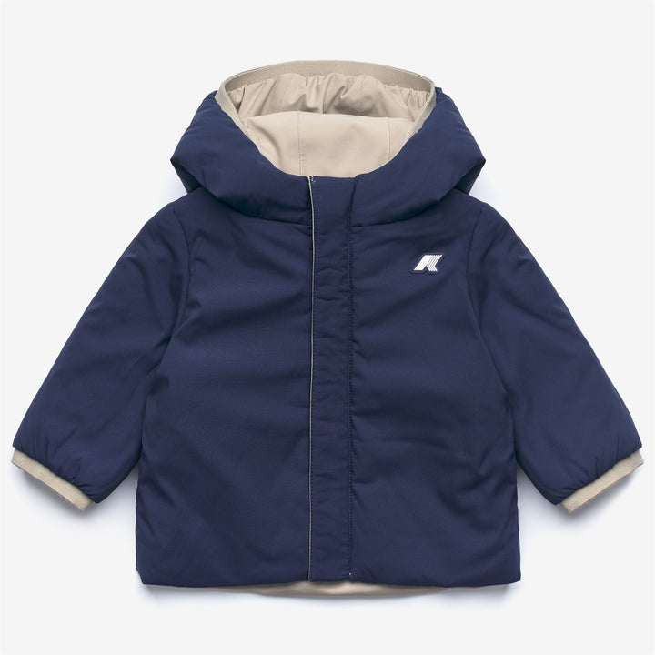 Beige unisex Kid's Reversible Short Jacket with Synthetic Padding 3