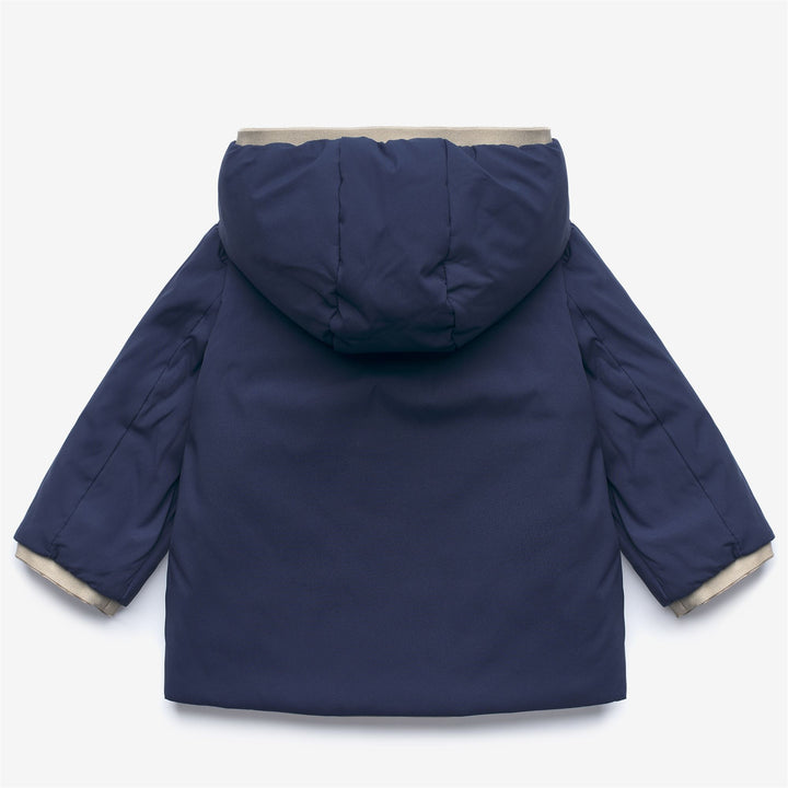 Beige unisex Kid's Reversible Short Jacket with Synthetic Padding 4