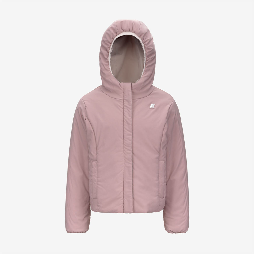 Giacca calda reversibile rosa per bambine con tasche main