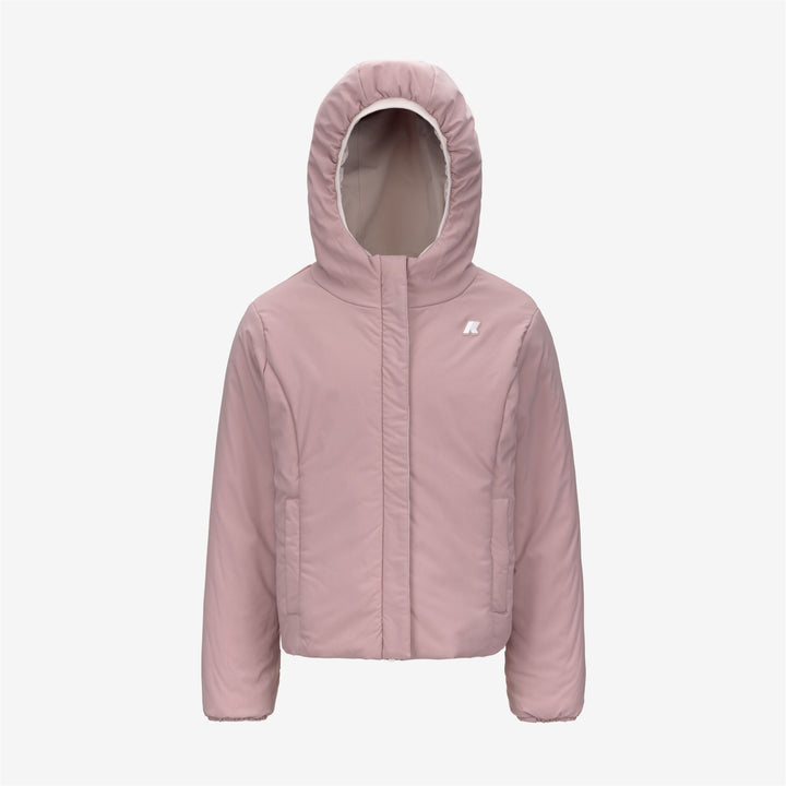 Giacca calda reversibile rosa per bambine con tasche 2
