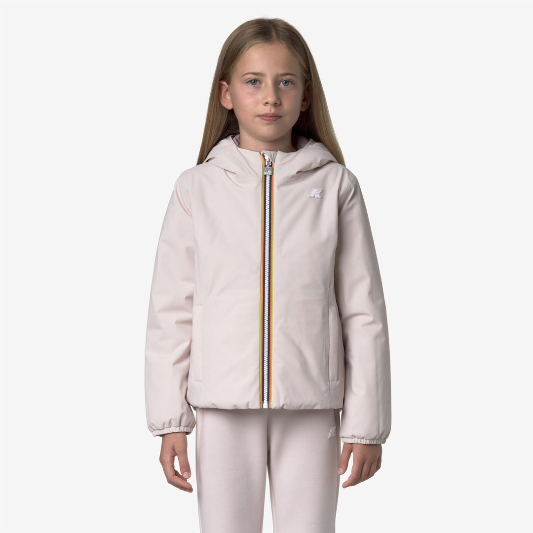 Giacca calda reversibile rosa per bambine con tasche main