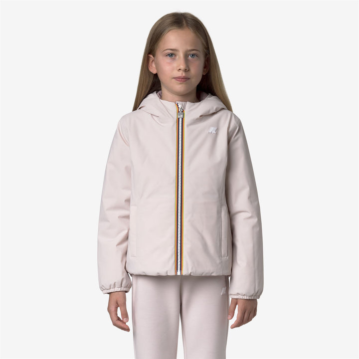 Giacca calda reversibile rosa per bambine con tasche 4