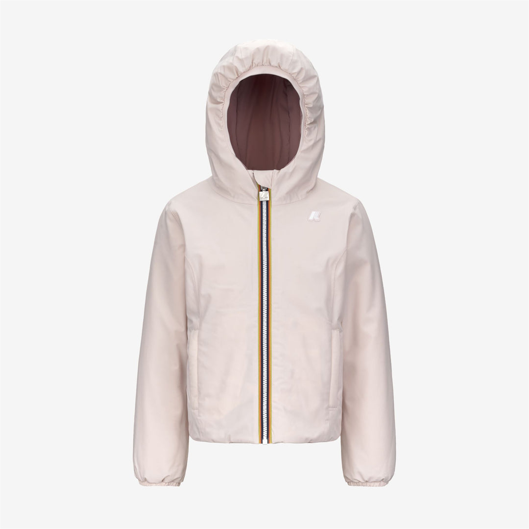 Giacca calda reversibile rosa per bambine con tasche 01