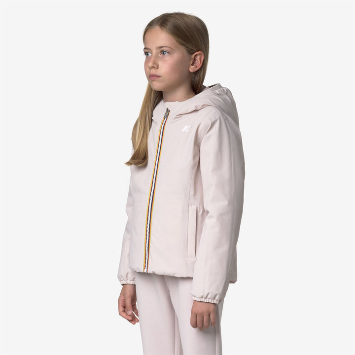 Giacca calda reversibile rosa per bambine con tasche 5