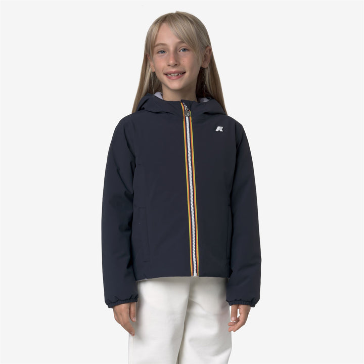 Giacca corta reversibile isolante blu-viola per bambina 4