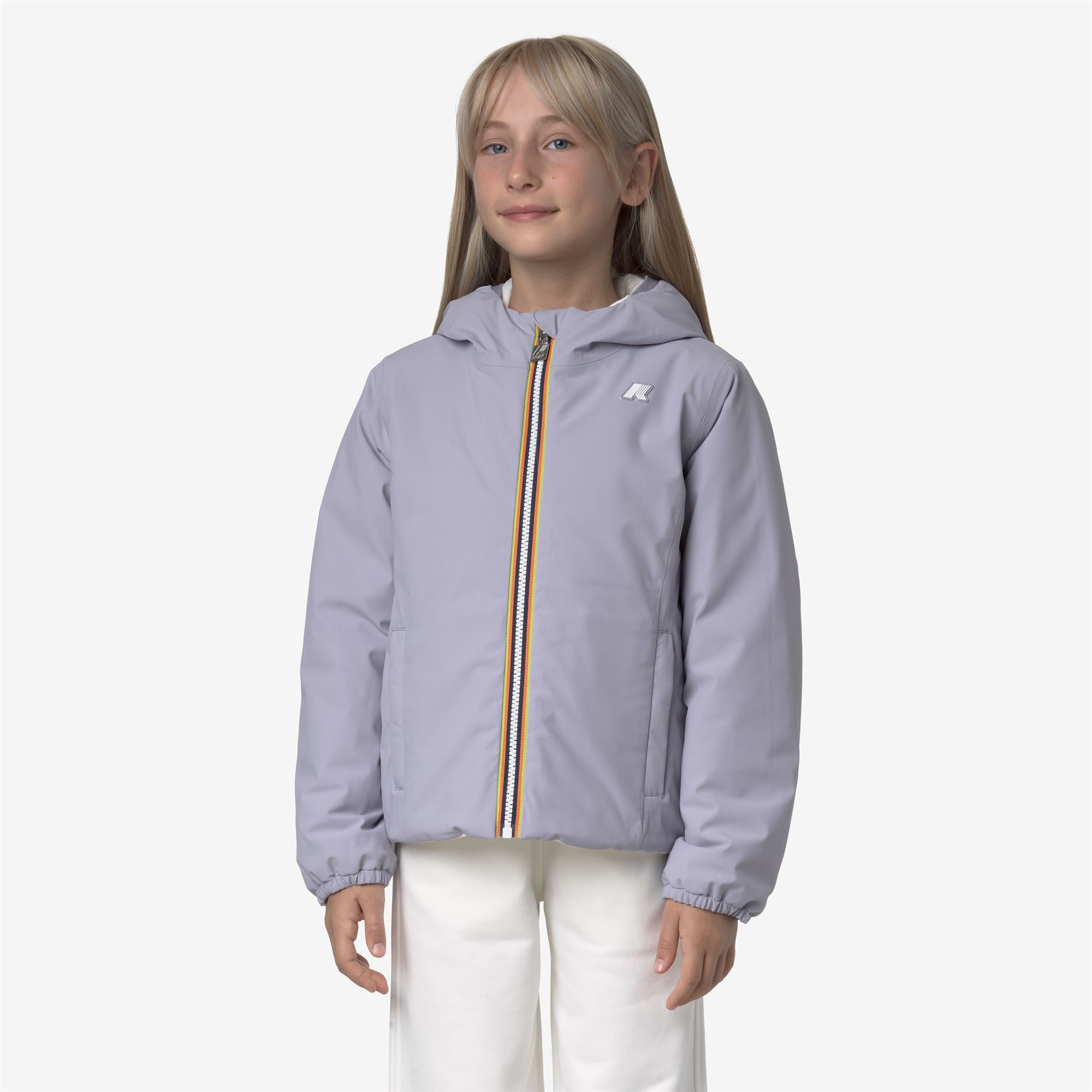 Jackets_GIRL_P. LILY ST WARM DOUBLE_Short_Violet Lavender - White Gardenia - Commercial 3