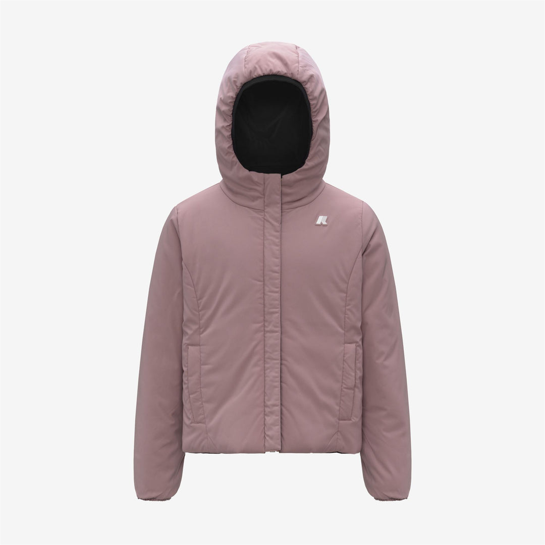 Giacca calda reversibile nera e rosa per ragazze con imbottitura sintetica main