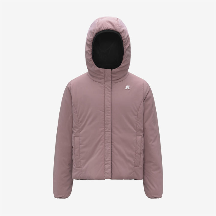 Giacca calda reversibile nera e rosa per ragazze con imbottitura sintetica 2