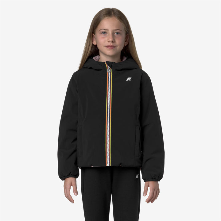 Giacca calda reversibile nera e rosa per ragazze con imbottitura sintetica 4